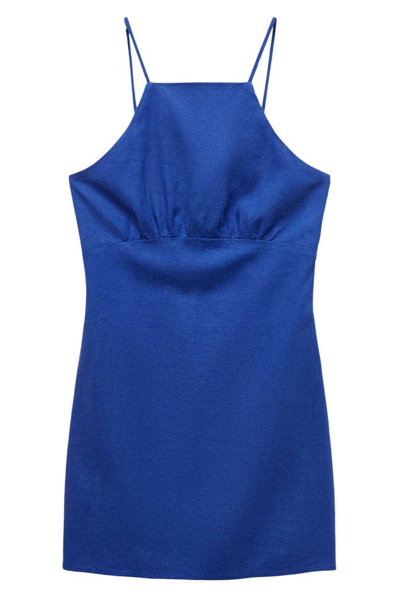 Linen Blend Minidress, Alternate, color, BLUE