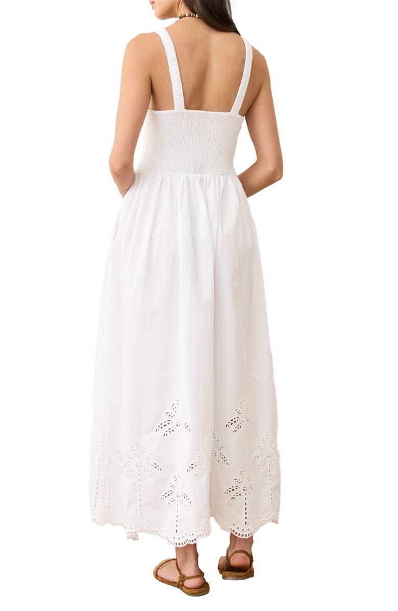 Marine Layer Selene Fit & Flare Eyelet Embroidered Sundress, Alternate, color, Bright White