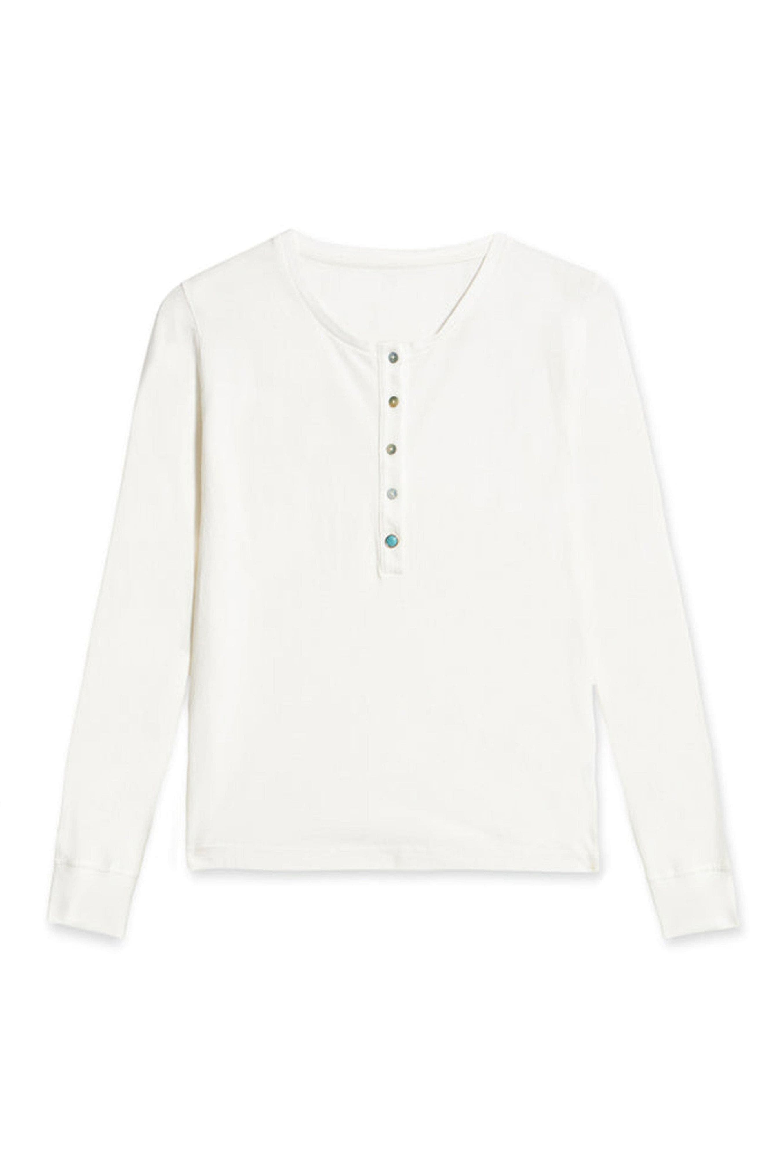 Fortela Coralie Long Sleeve Henley T-shirt In White