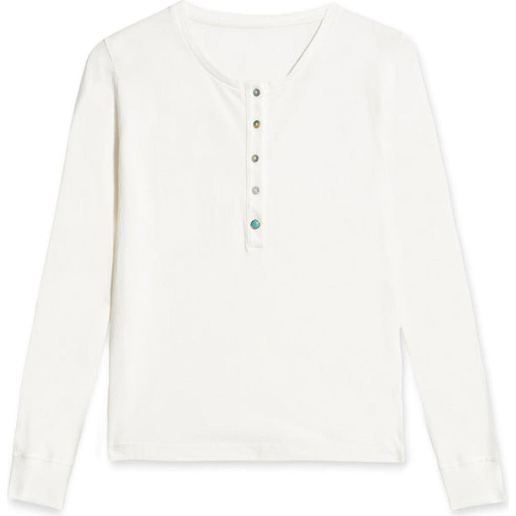 Fortela Coralie Long Sleeve Henley T-shirt In White