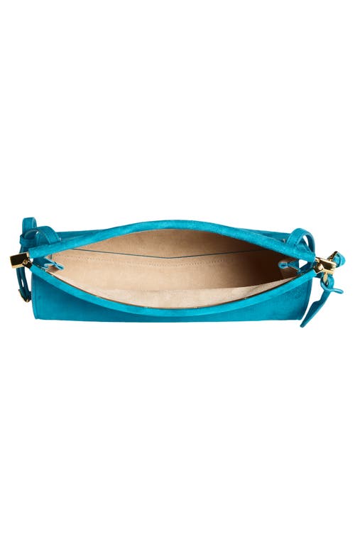 Alaïa Small Le Click East/west Suede Shoulder Bag In Blue
