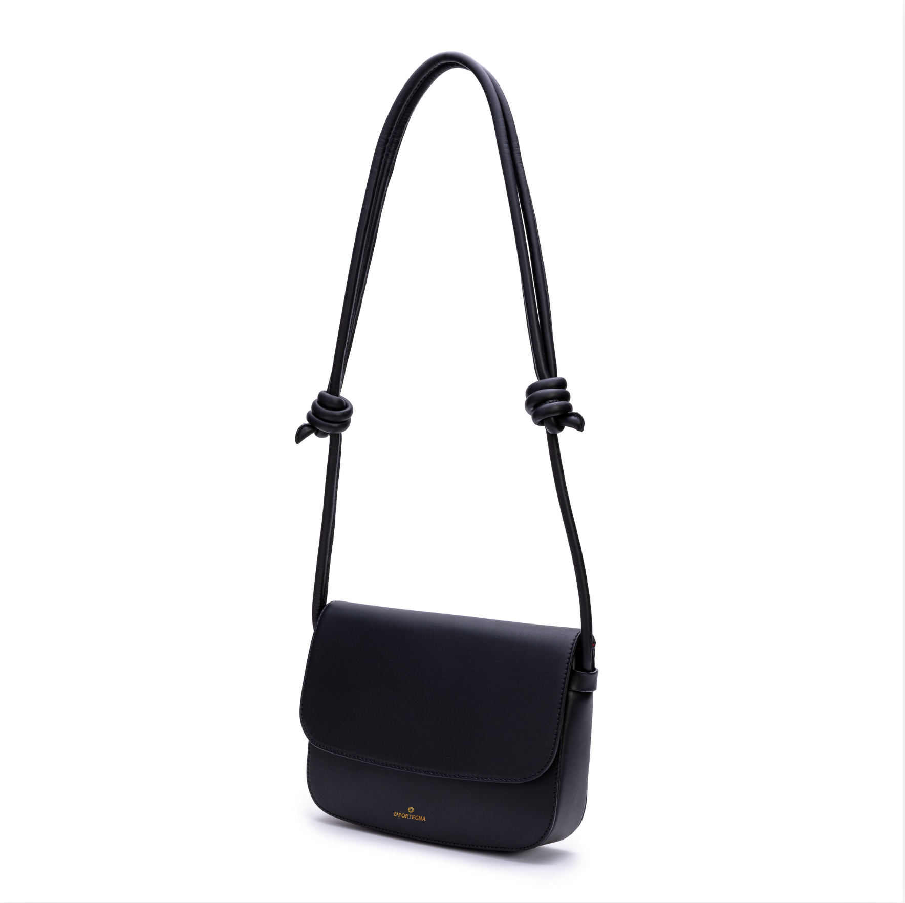 LA PORTEGNA Lucia Shoulder Bag With Sliding Knots, Alternate, color, Black
