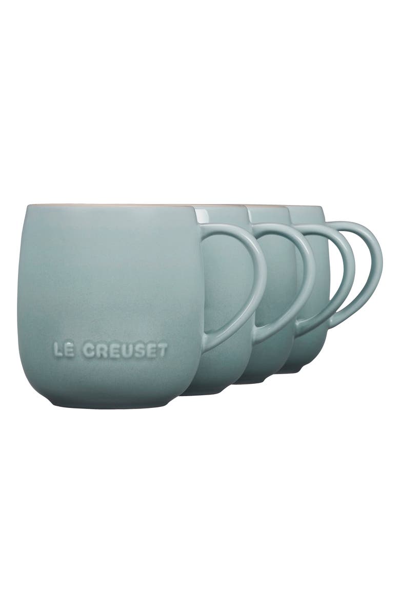 Le Creuset Set of Four 14-Ounce Stoneware Mugs, Main, color, Sea Salt