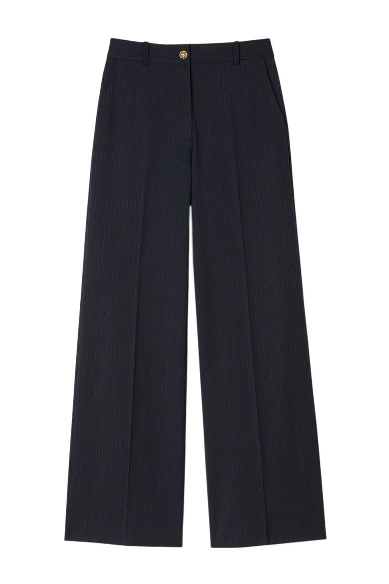 Minimal chalk-striped trousers, Alternate, color, Navy blue