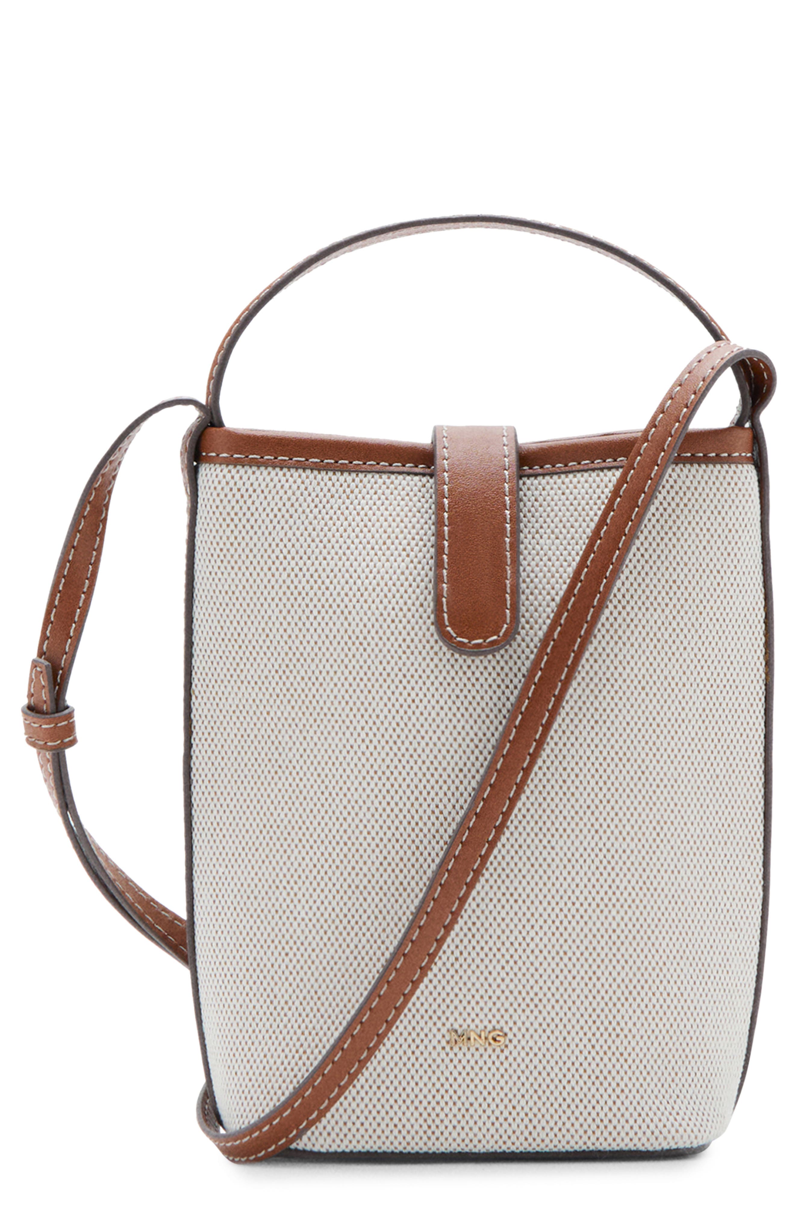MANGO Phone Crossbody Bag, Main, color, Beige