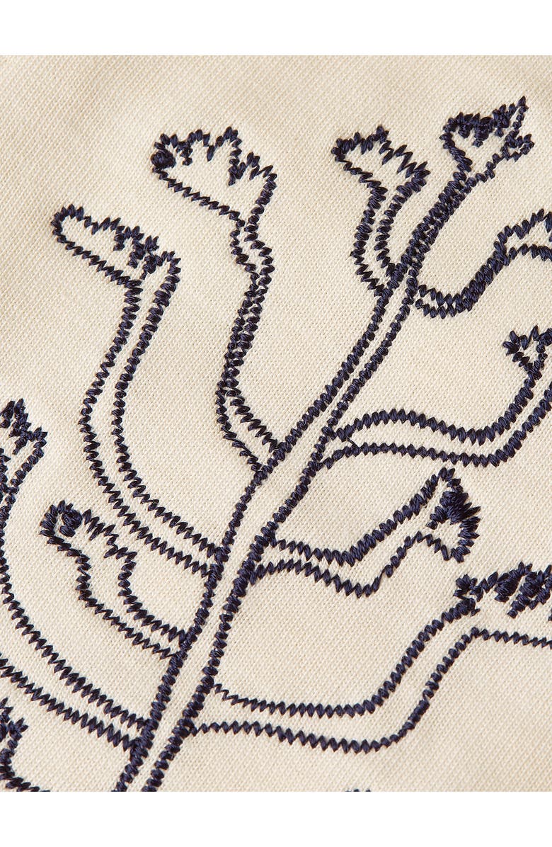 Scotch & Soda Kids' Embroidered Print Cotton Button-Up Camp Shirt, Alternate, color, Eggnog