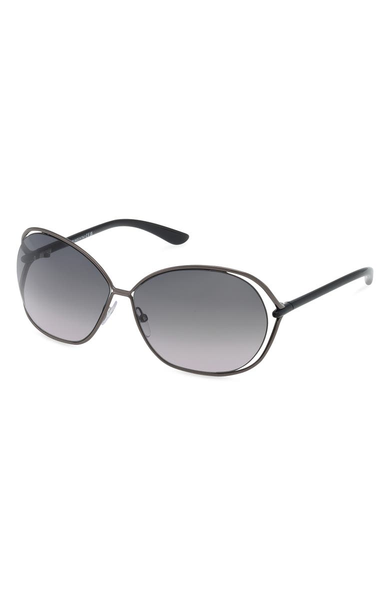 TOM FORD Carla 66mm Oversized Round Metal Sunglasses, Alternate, color, 