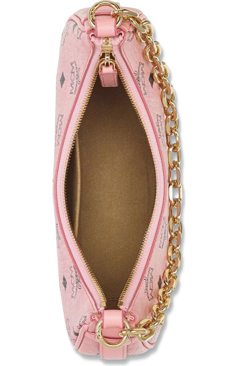 MCM Aren Crescent Hobo Bag in Visetos, Alternate, color, Pink