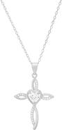 Queen Jewels Cubic Zirconia Heart Swirl Cross Pendant Necklace