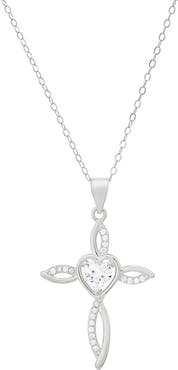 Queen Jewels Cubic Zirconia Heart Swirl Cross Pendant Necklace