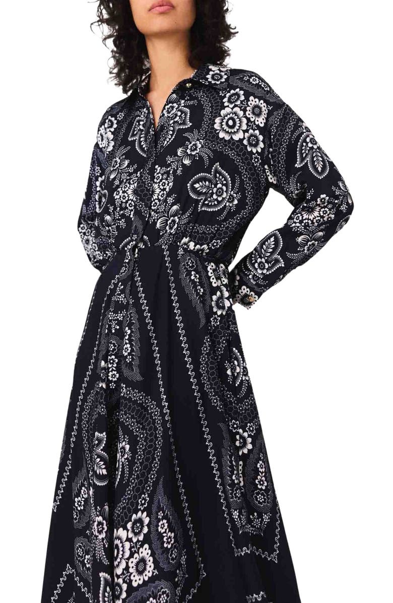 maje Maxi bandana print dress, Alternate, color, Navy Bandana Print