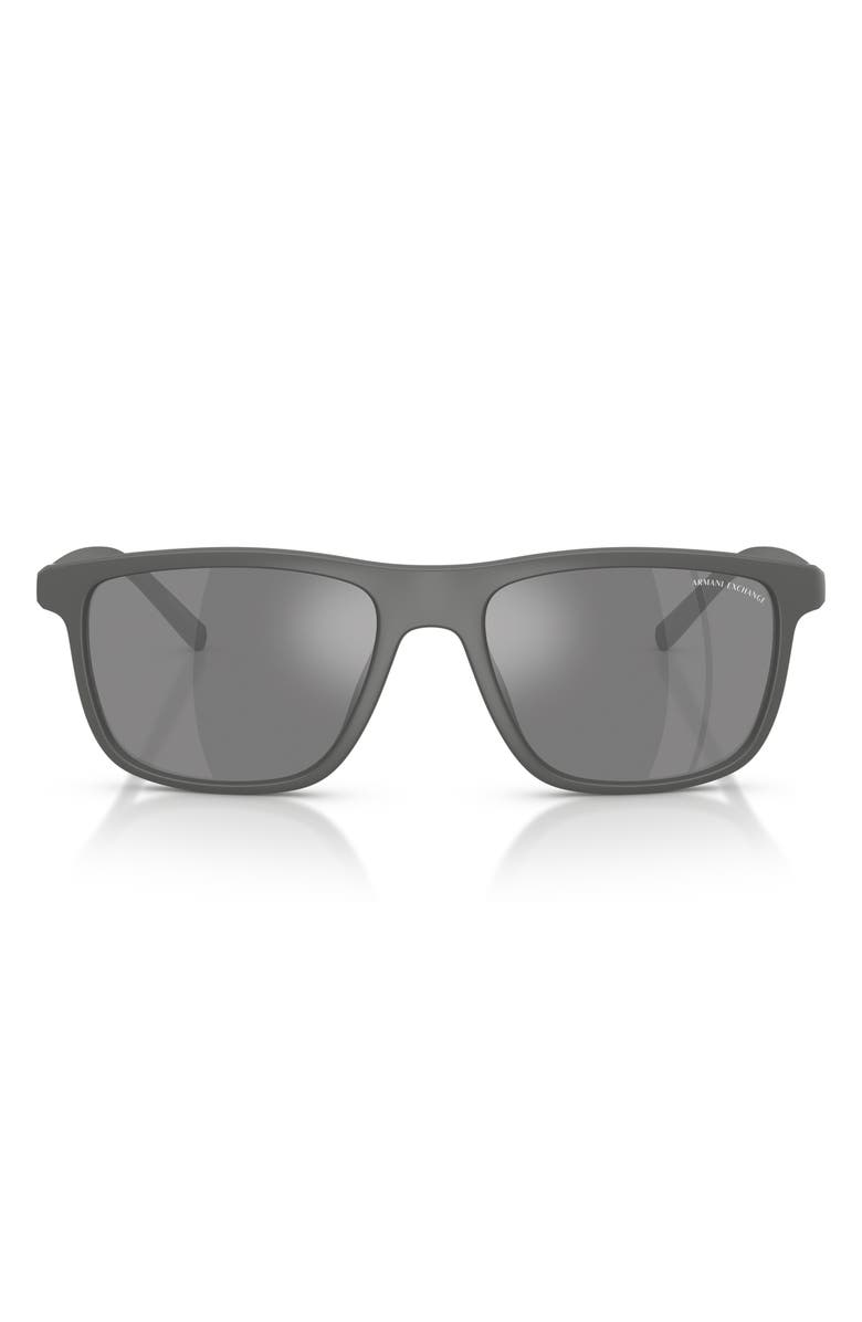 Armani Exchange 56mm Pillow Sunglasses, Main, color, Grey / Grey Mirror Silver