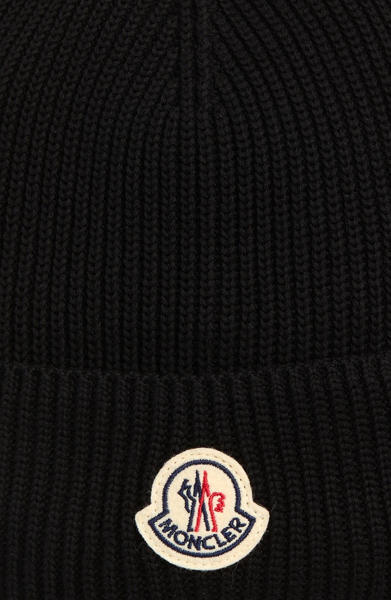 Moncler Berretto Logo Patch Beanie, Alternate, color, Black
