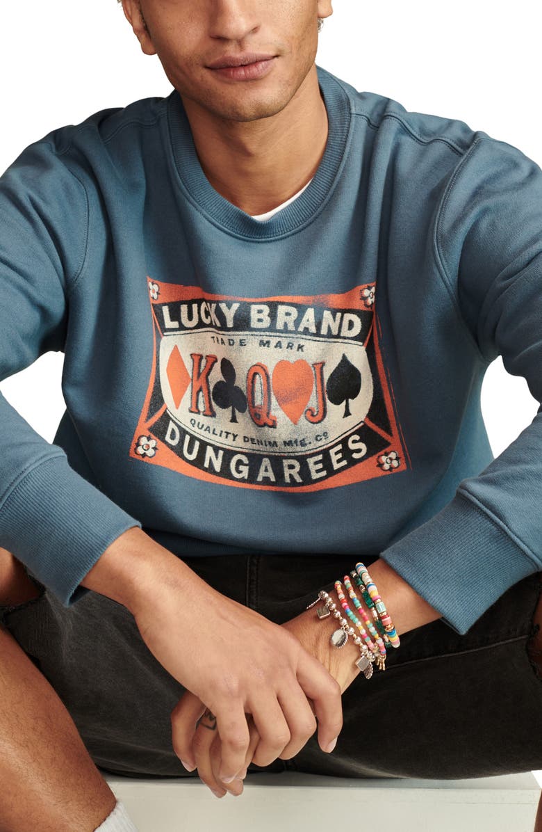 Lucky Brand Poker Label Cotton Graphic Sweatshirt, Alternate, color, 
