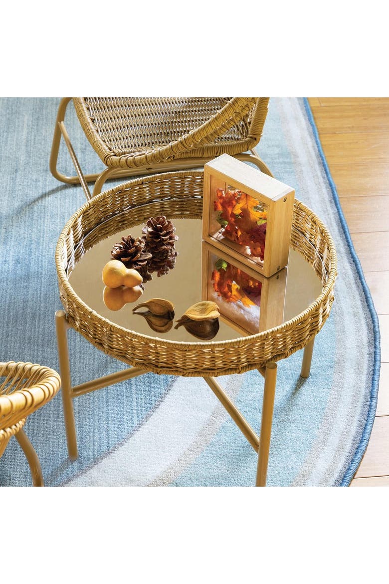 Washable Wicker Mirrored Table, Alternate, color, Brown