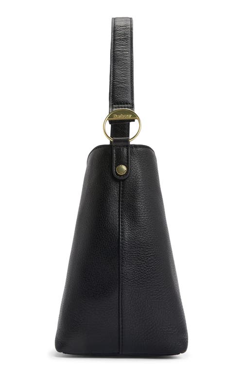 Barbour Cedar Leather Bucket Tote In Black