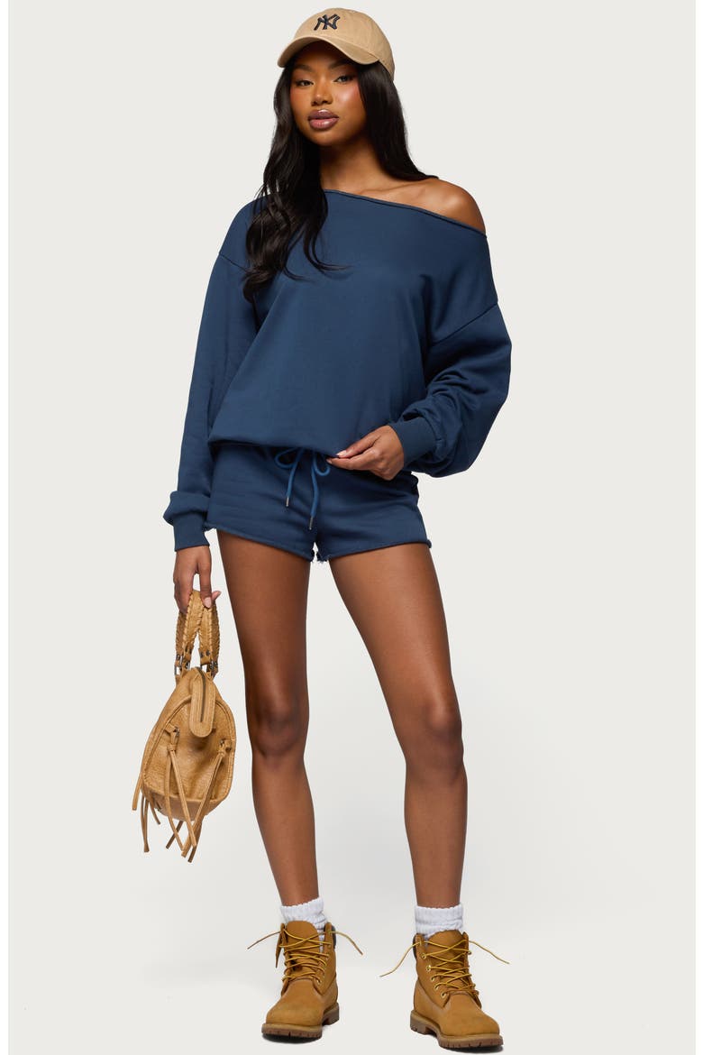 Juana One-Shoulder Sweatshirt, Alternate, color, NAVY
