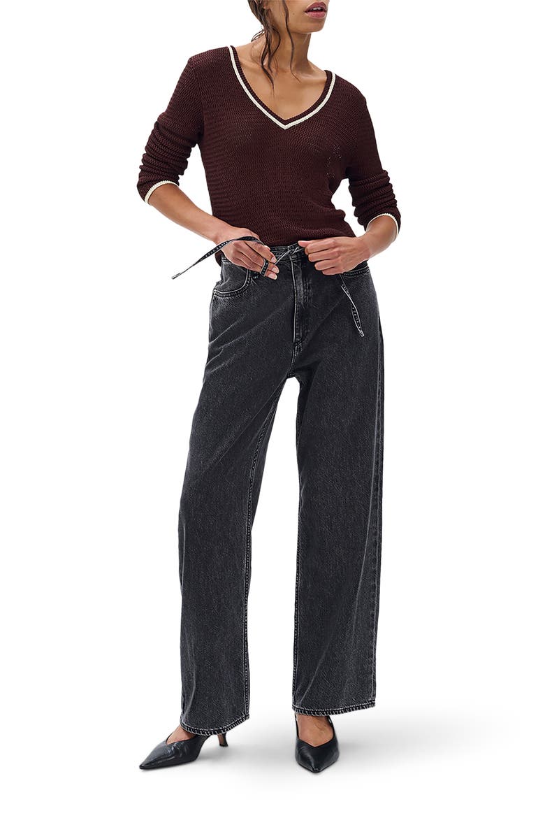 Featherweight Phoebe Drawstring Wide Leg Jeans, Alternate, color, ANGLIQUE