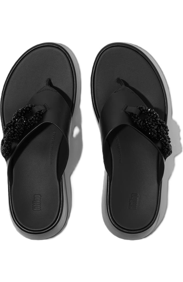 FitFlop F Mode Beaded Chain Toe Post Sandals, Alternate, color, Black