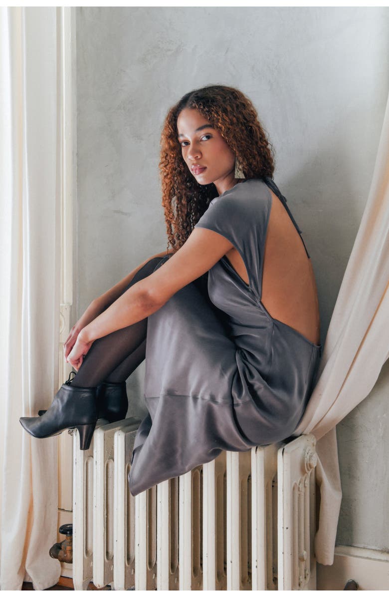 Untitled in Motion Cappella Open Back Midi Dress, Alternate, color, Graphite