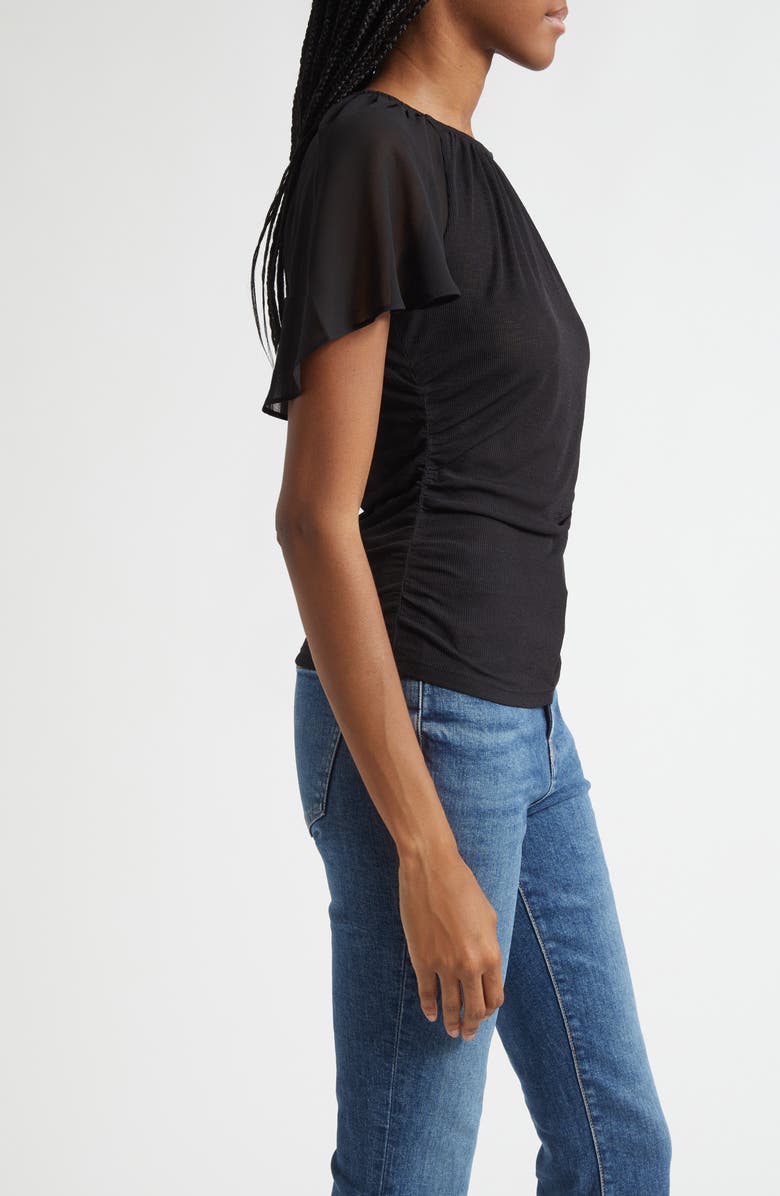 Veronica Beard Arisa Mixed Media Top, Alternate, color, Black