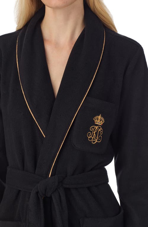 Ralph Lauren Lauren Monogram Fleece Robe In Blue