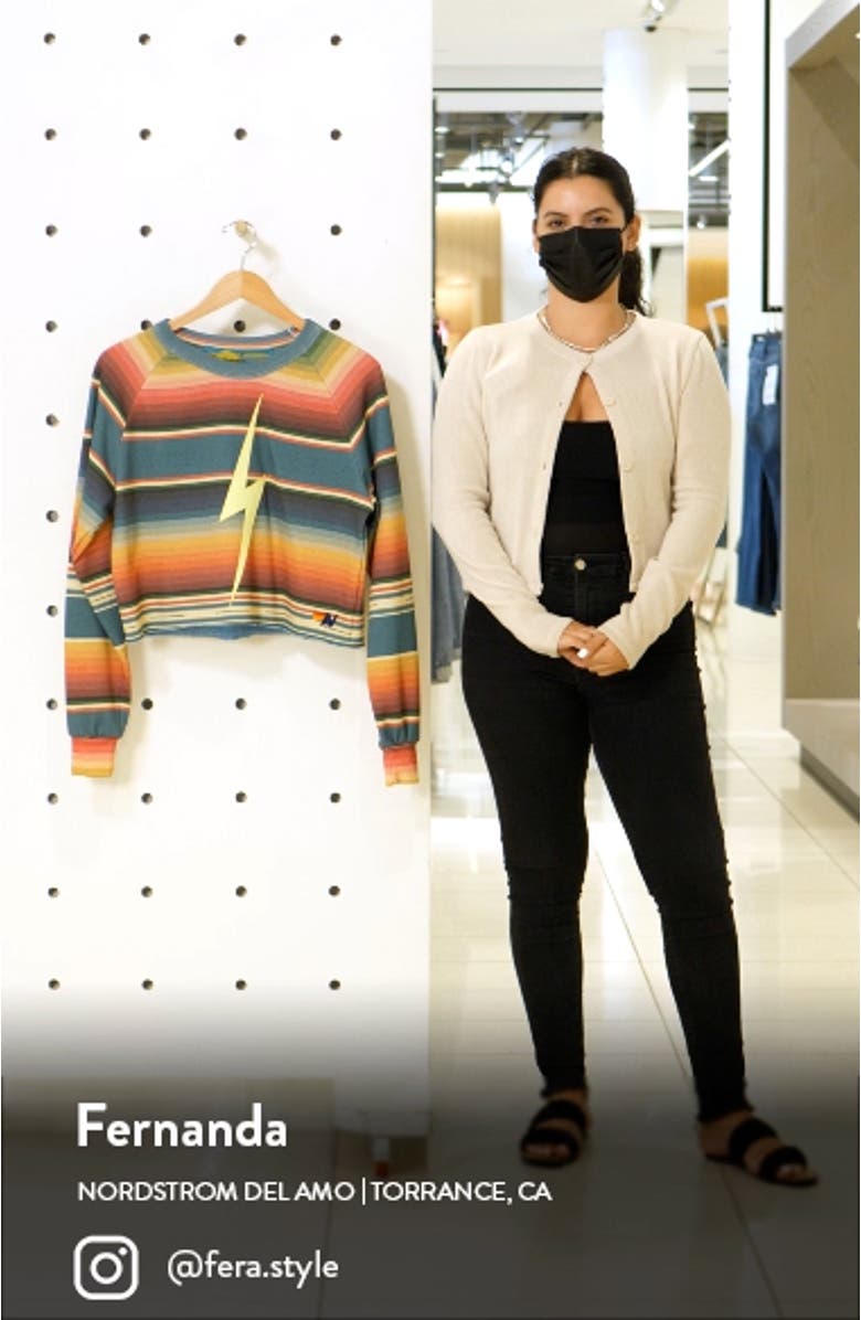 Women's Serape Bolt Stitch Crop Sweatshirt, sales video thumbnail