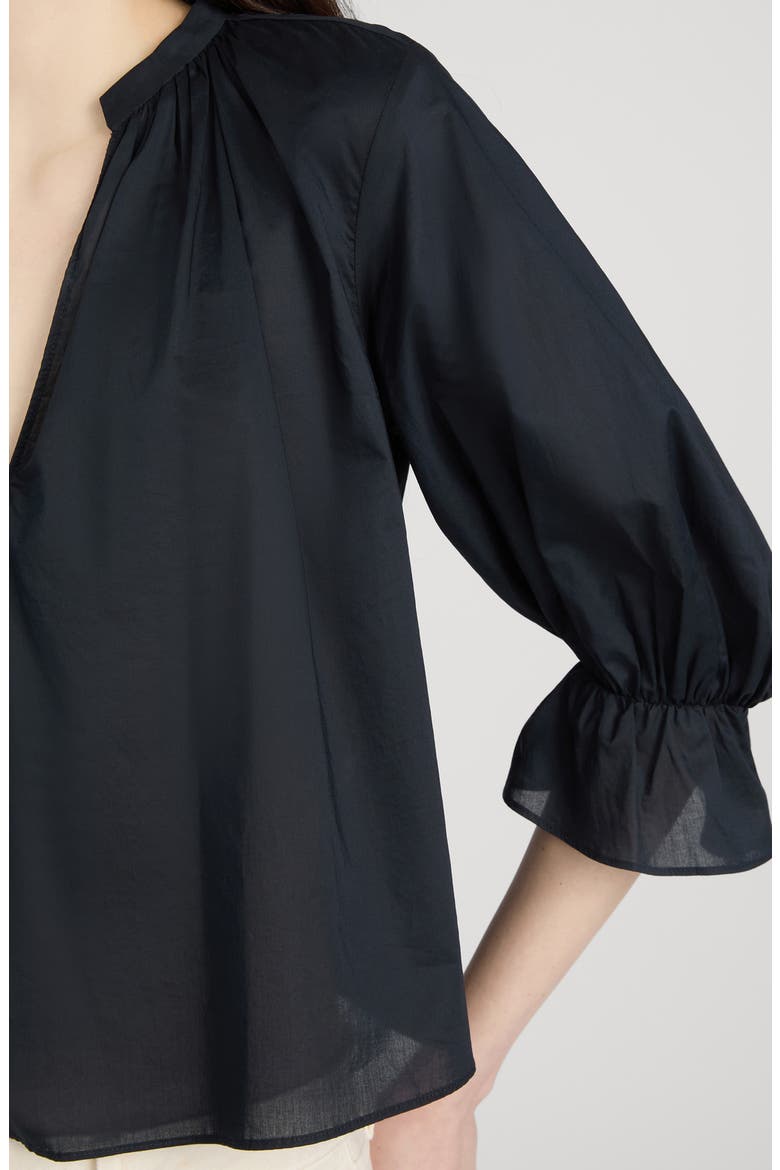 The Poet Ruffle Sleeve Cotton Top, Alternate, color, NAVY