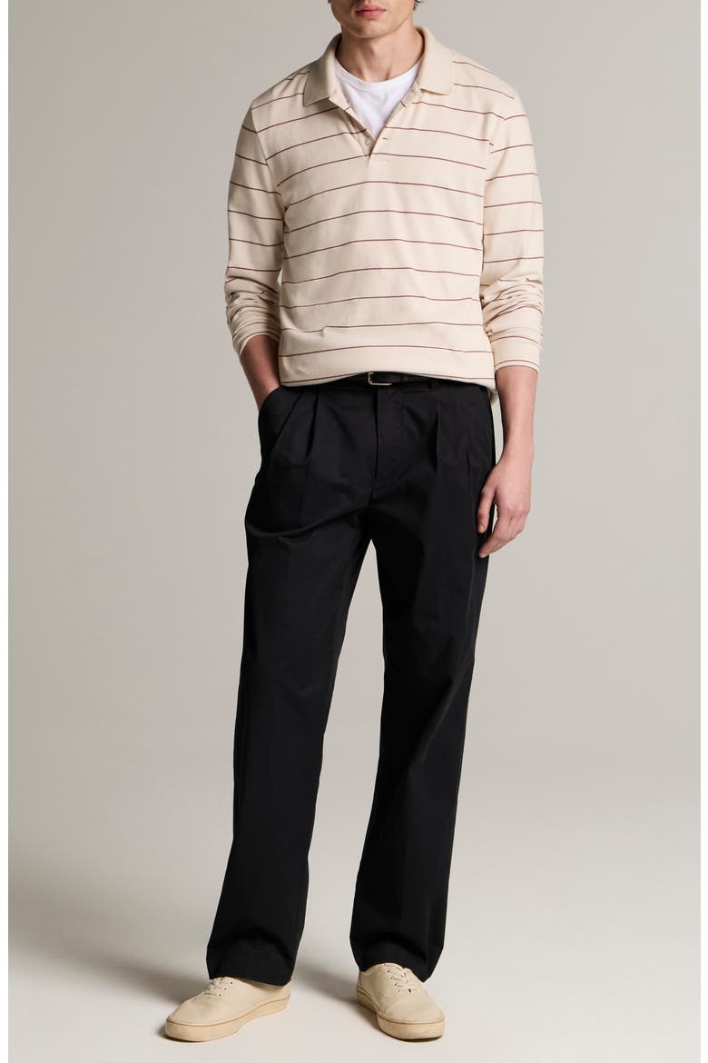 Stripe Long Sleeve Polo, Alternate, color, SMOCK WHITE/DEEP SAT