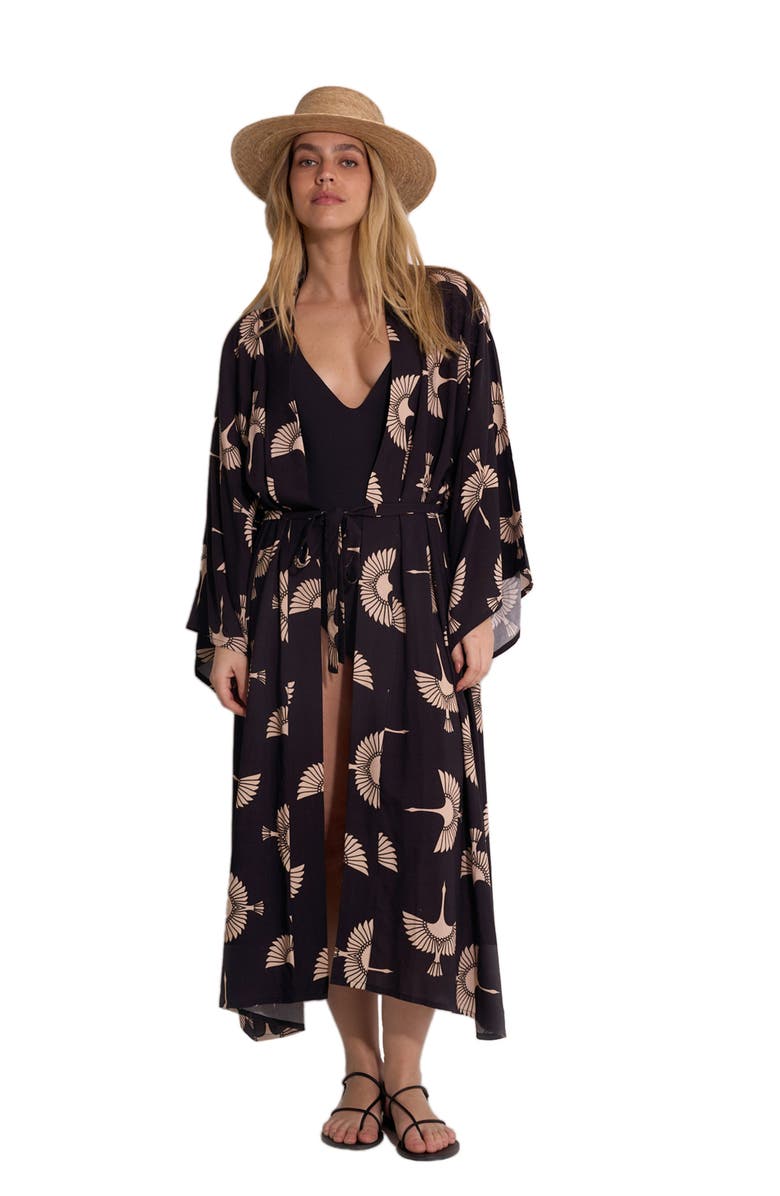 Gottex Beach Life Soar & Shore Robe Cover-Up, Main, color, Black-Multi