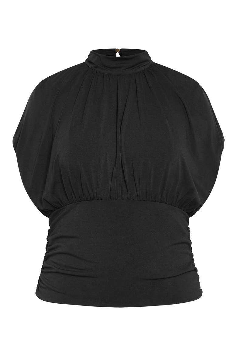 Kamryn Mock Neck Cap Sleeve Top, Alternate, color, BLACK