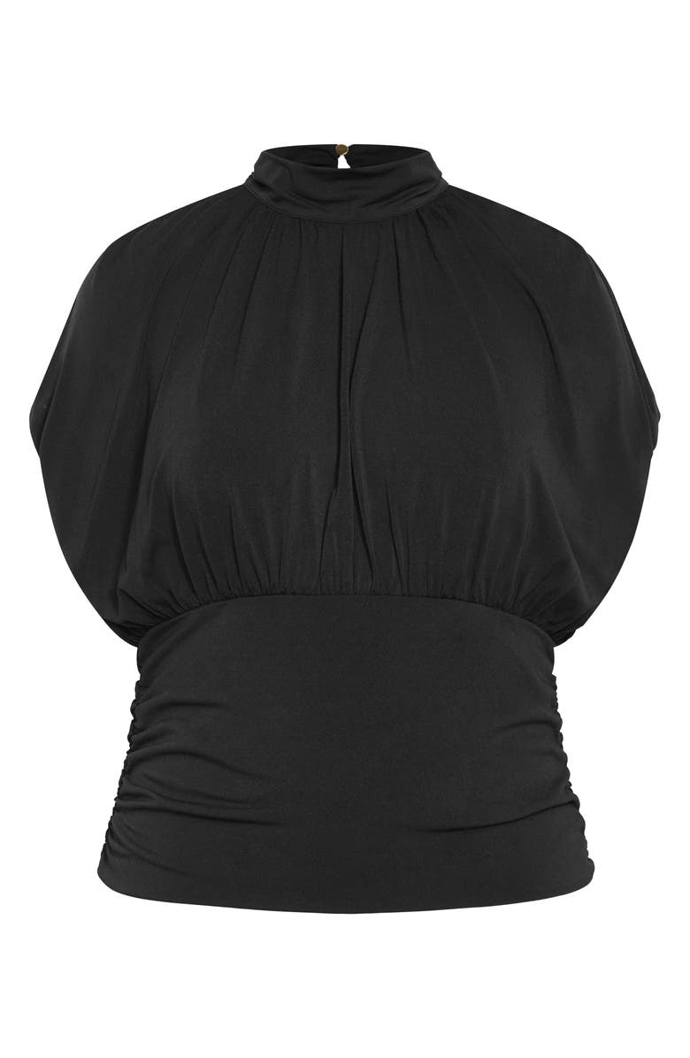 City Chic Kamryn Mock Neck Cap Sleeve Top, Alternate, color, Black