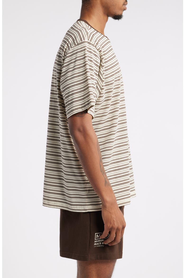 Wordmark Stripe Cotton T-Shirt, Alternate, color, BROWN