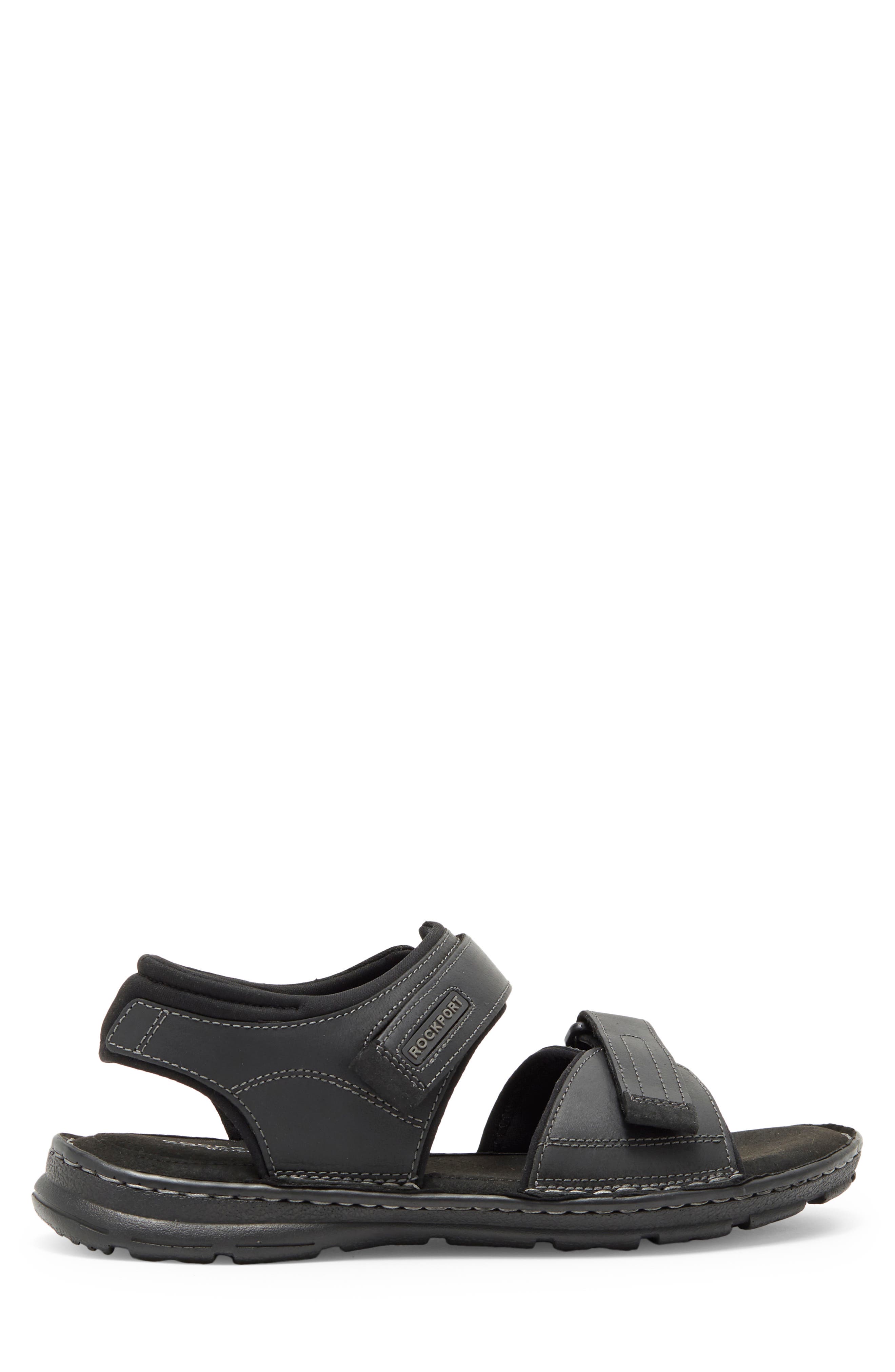 Rockport Darwyn Qtr Strap Sandal, Alternate, color, Black Lea Ii