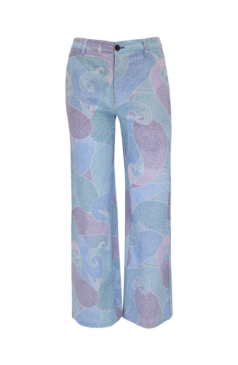 Lords of Harlech Grain Paisley Womens Wool Wide-leg Pant, Alternate, color, Grain Paisley Teal