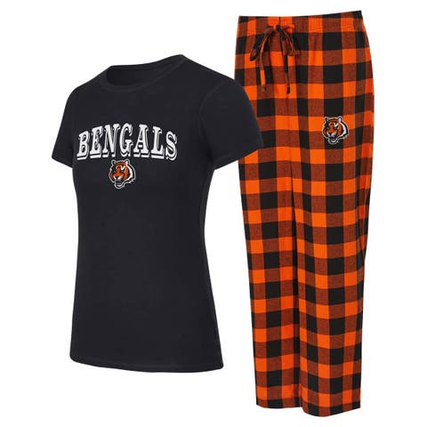 Women's Concepts Sport  Black/Orange Cincinnati Bengals Avondale T-Shirt & Pants Flannel PJ Set