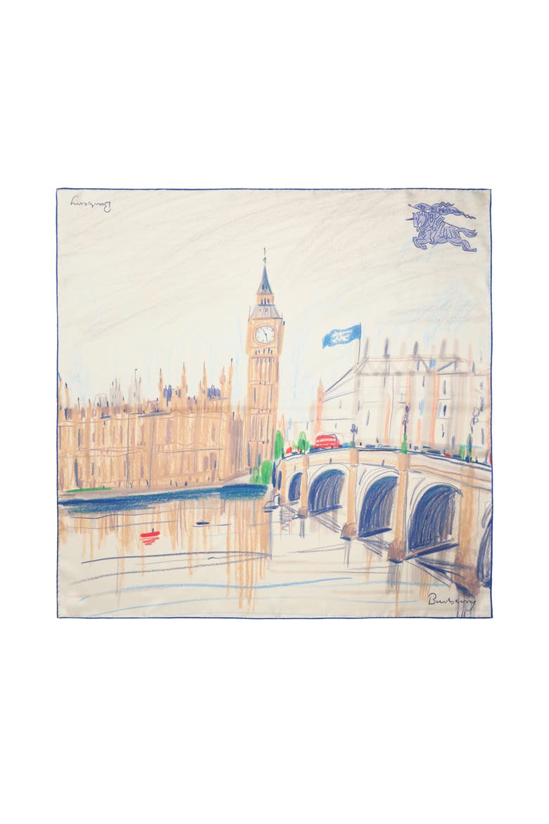 London Silk Scarf, Main, color, Clam beige