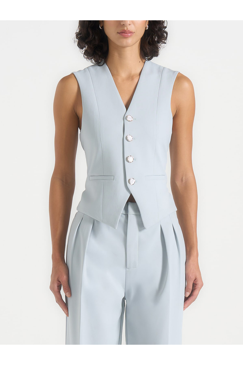 Christine Tailored Cinched Waistcoat, Alternate, color, Light Blue