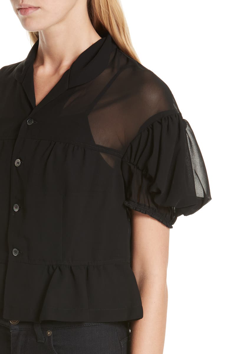 Comme des Garçons Sheer Georgette Blouse, Alternate, color,