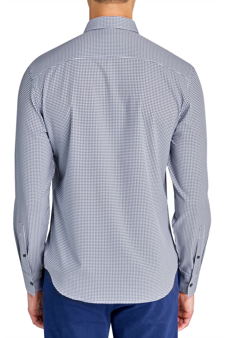 Slim Fit Micro Plaid Recycled 4-Way Stretch Performance Long Sleeve Shirt, Alternate, color, BLACK