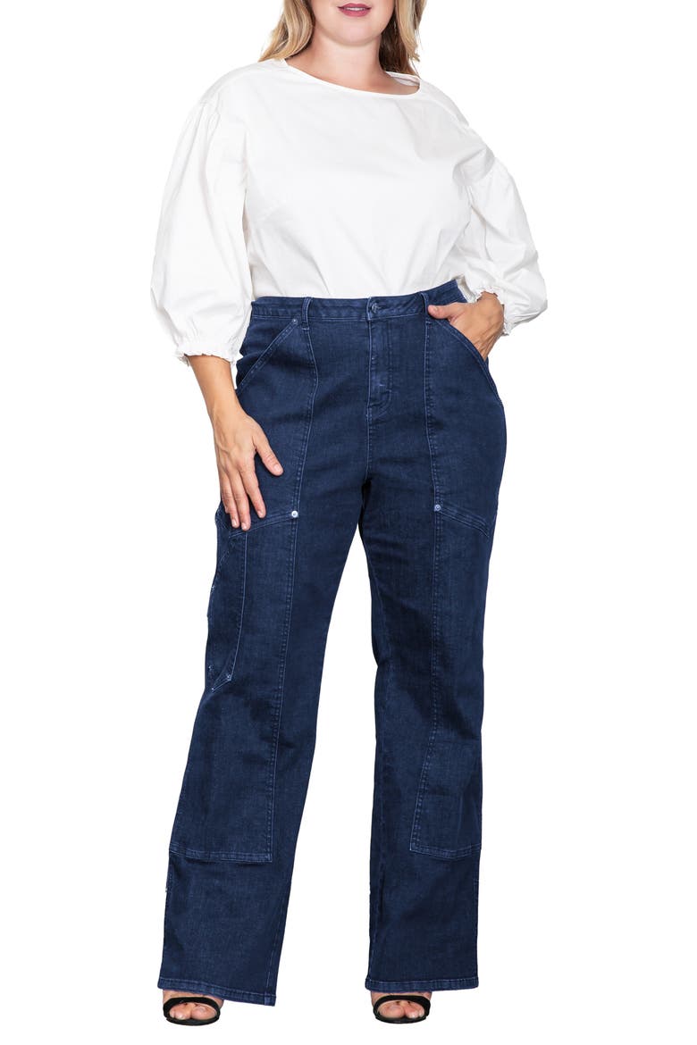 Workwear High Waist Jeans, Alternate, color, DARK RINSE