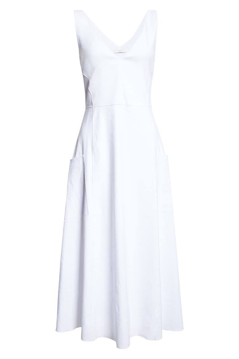 Patch Pocket Linen Blend Midi Dress, Alternate, color, OPTIC WHITE