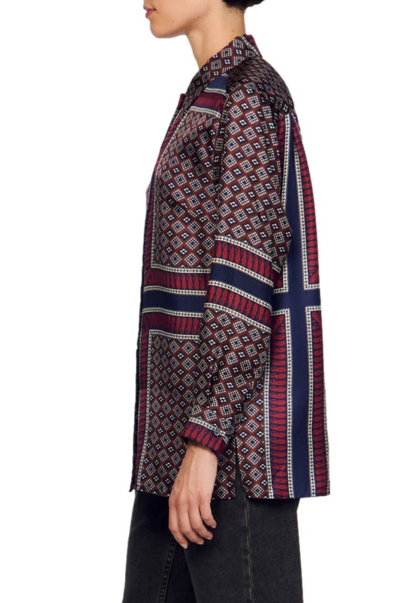 SANDRO Loane Foulard Print Silk Tunic, Alternate, color, 