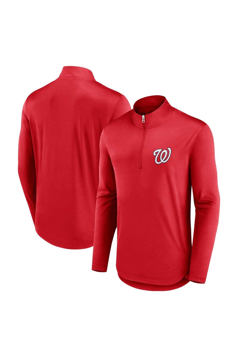 Men's Fanatics Branded Red Washington Nationals Quarterback Quarter-Zip Top, Alternate, color, Red