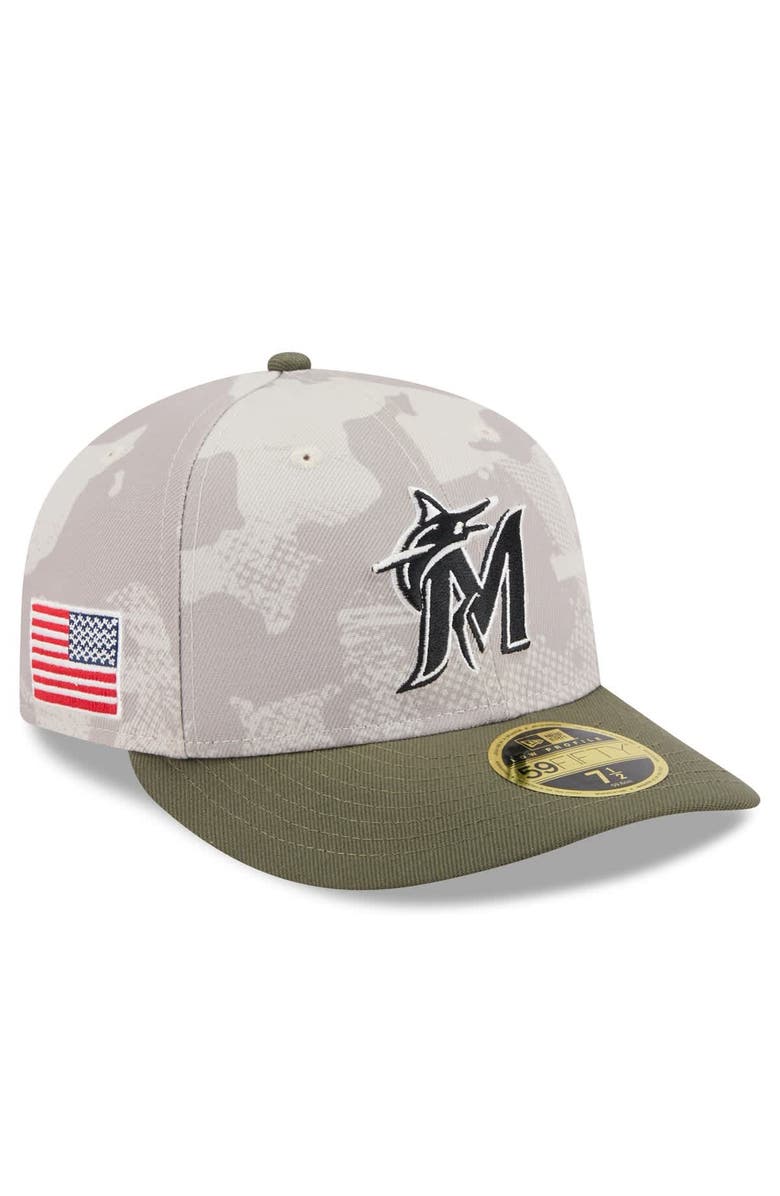 New Era Men's New Era Light Beige/Olive Miami Marlins 2025 Armed Forces Day Low Profile 59FIFTY Fitted Hat, Main, color, Light Beige
