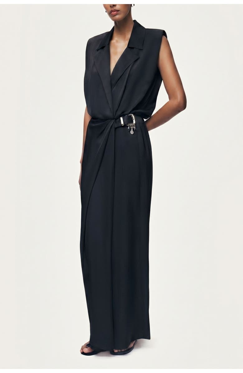 Nocturne Embellished Belt-Detail Maxi Dress, Alternate, color, Black