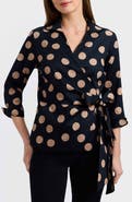 Foxcroft Salina Polka Dot Cotton Wrap Shirt