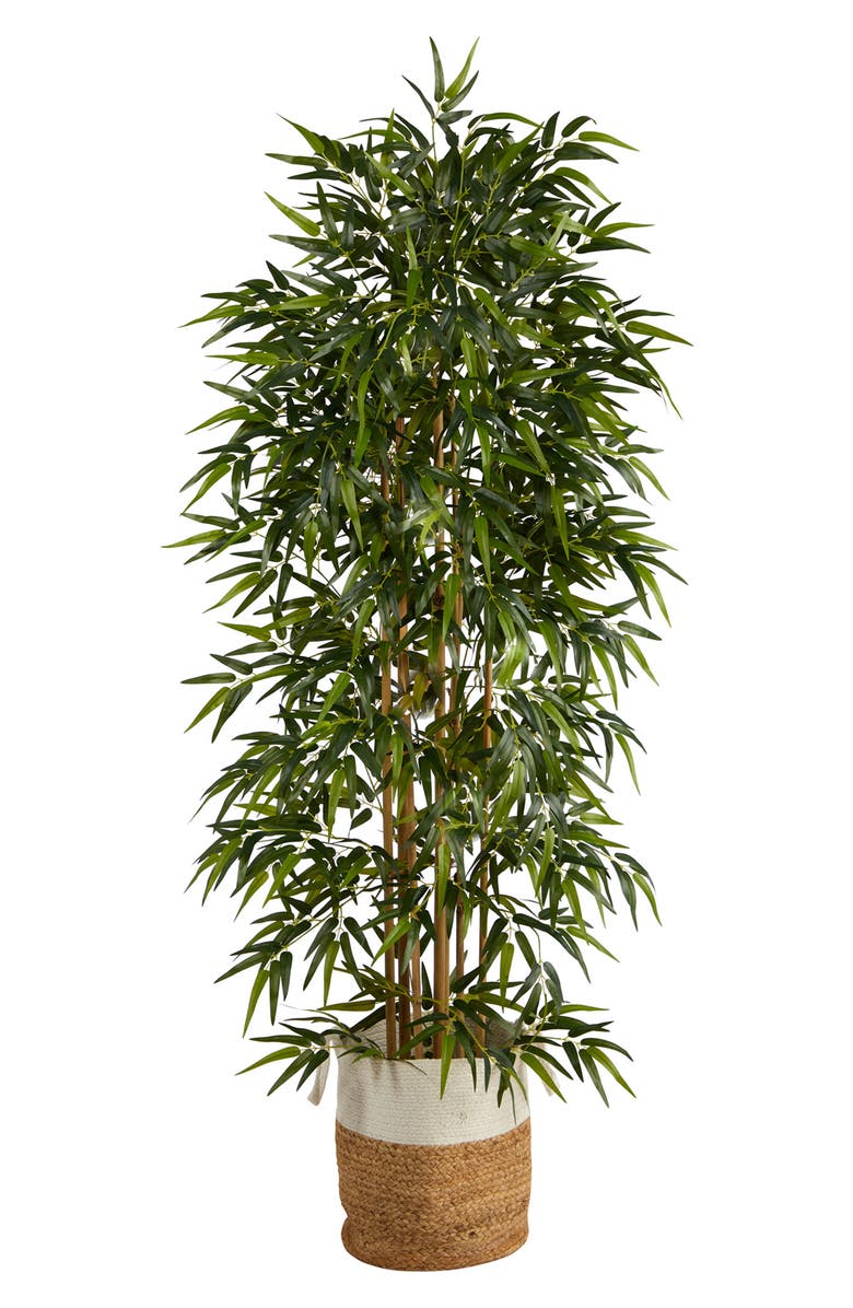 NEARLY NATURAL 6 ft. Bamboo Artificial Tree in Woven Basket, Main, color,