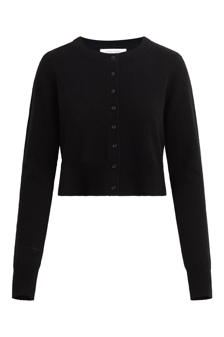 Rebecca Crop Cashmere Cardigan, Alternate, color, BLACK