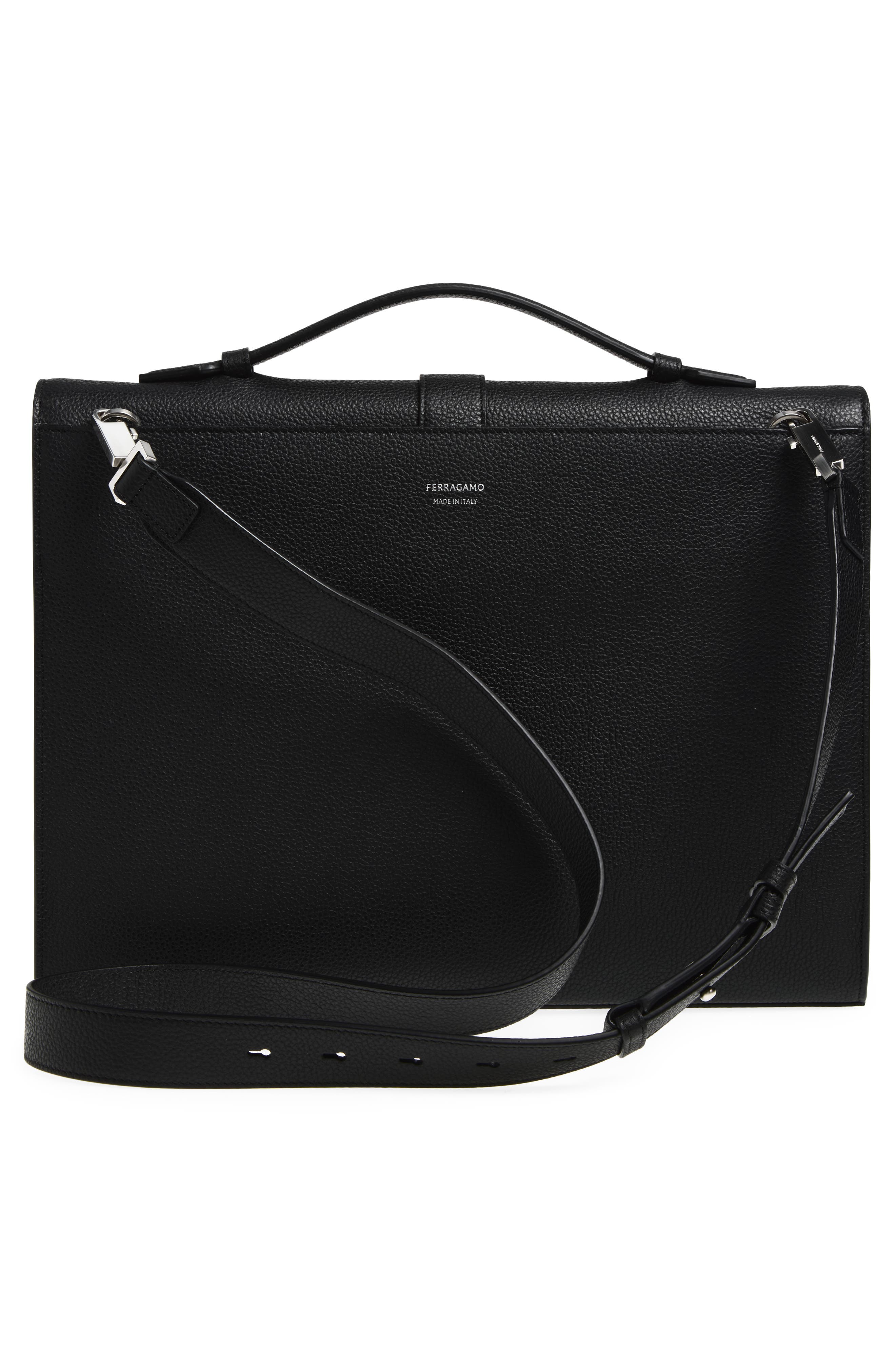 FERRAGAMO Twins Leather Top Handle Bag, Alternate, color, Nero Nero Nero